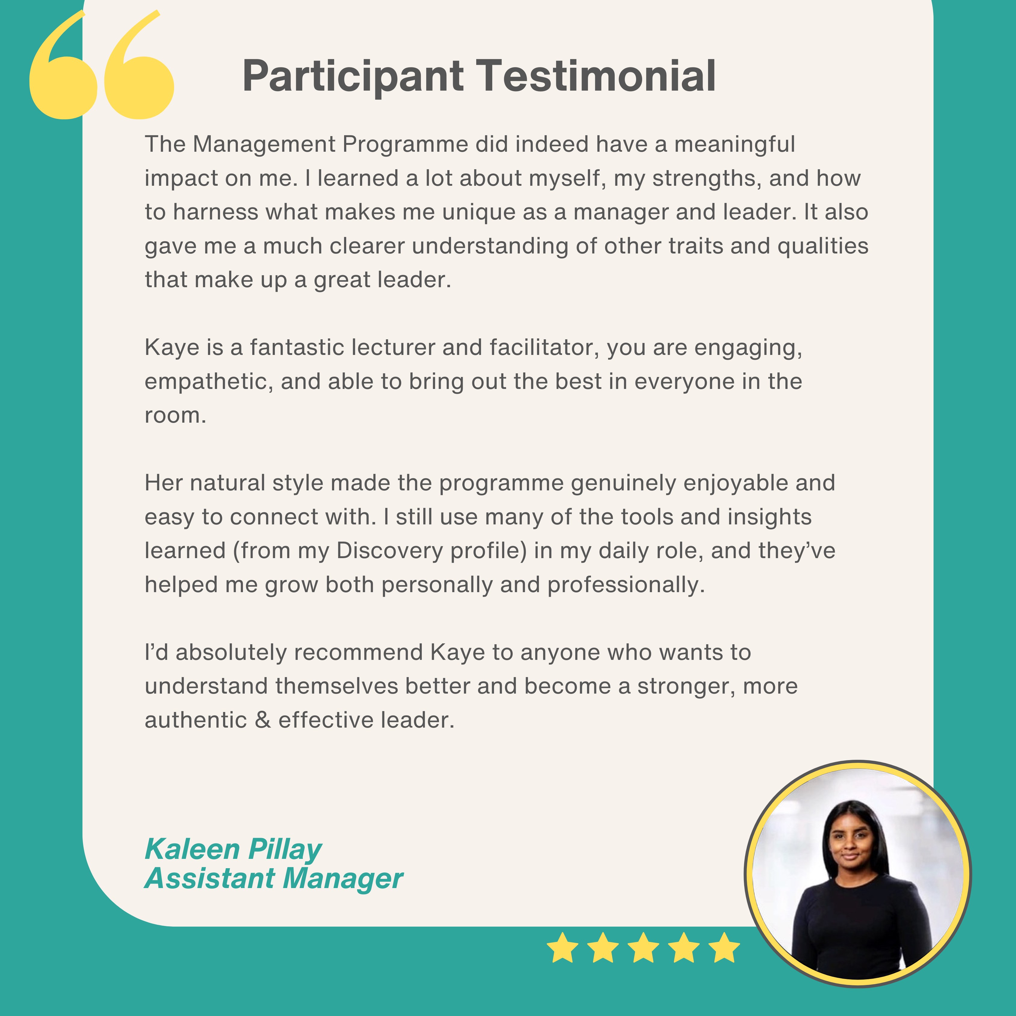 Kaleen Testimonial
